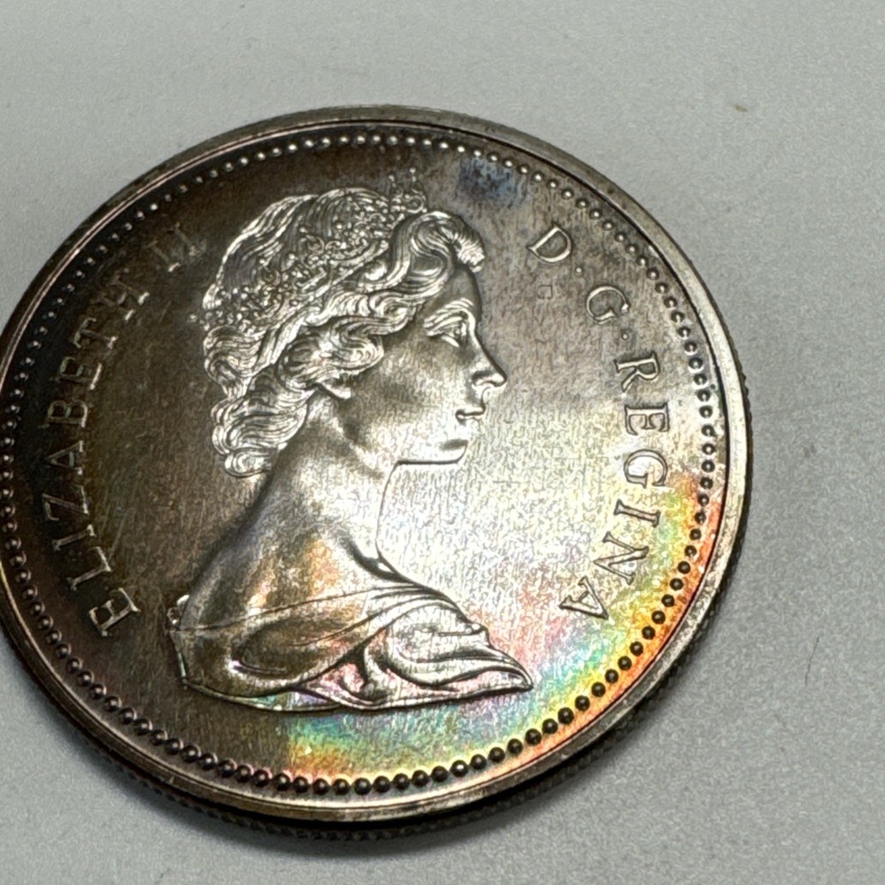 1973 Canada $1 Silver Dollar RCMP Rainbow Toning