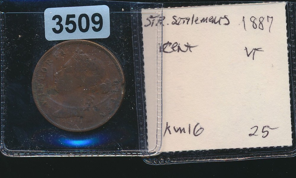STRAITS SETTLEMENTS - 1 CENT - 1887 - VF - #3509