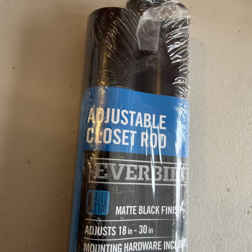 Everbilt Adjustable Closet Rod Matte Black 18"-30" Mounting Hardware Included