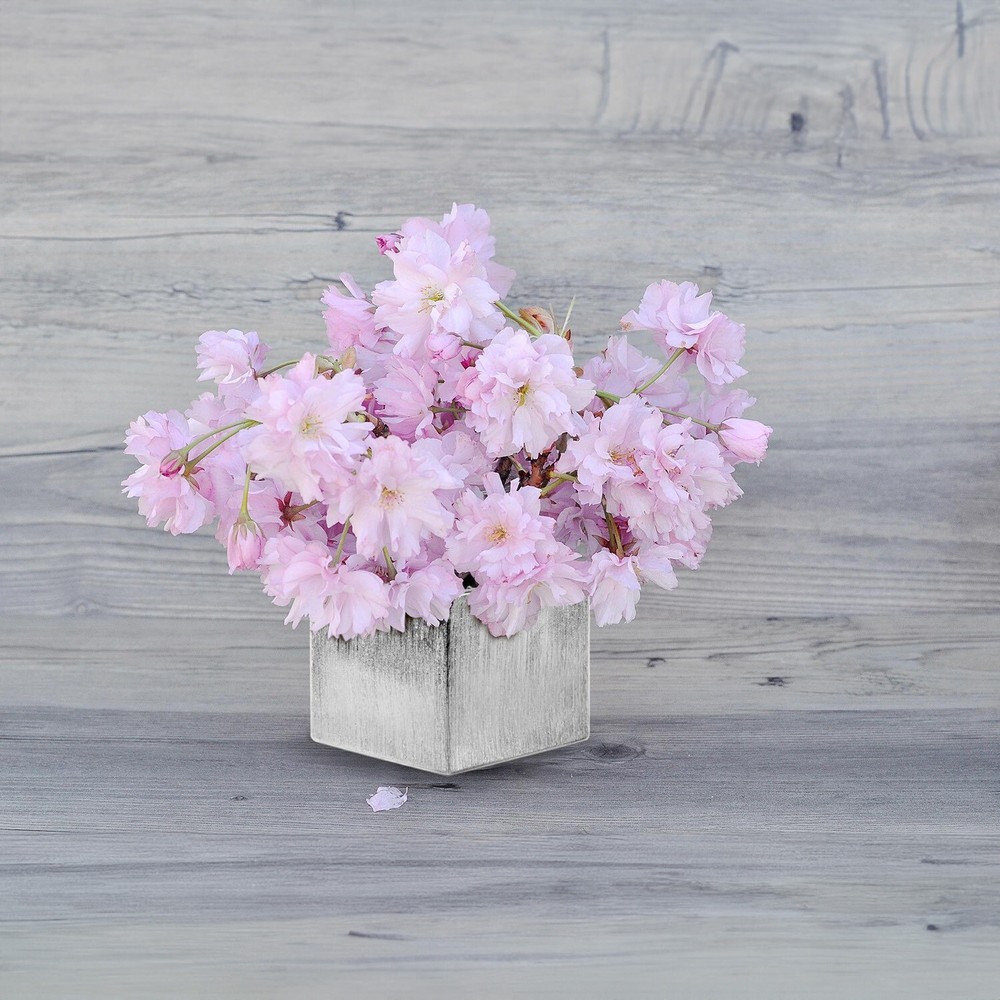 Textured Silver Ceramic Cube 6.5x6"H | Floral Container | Wholesale, 6 Pcs