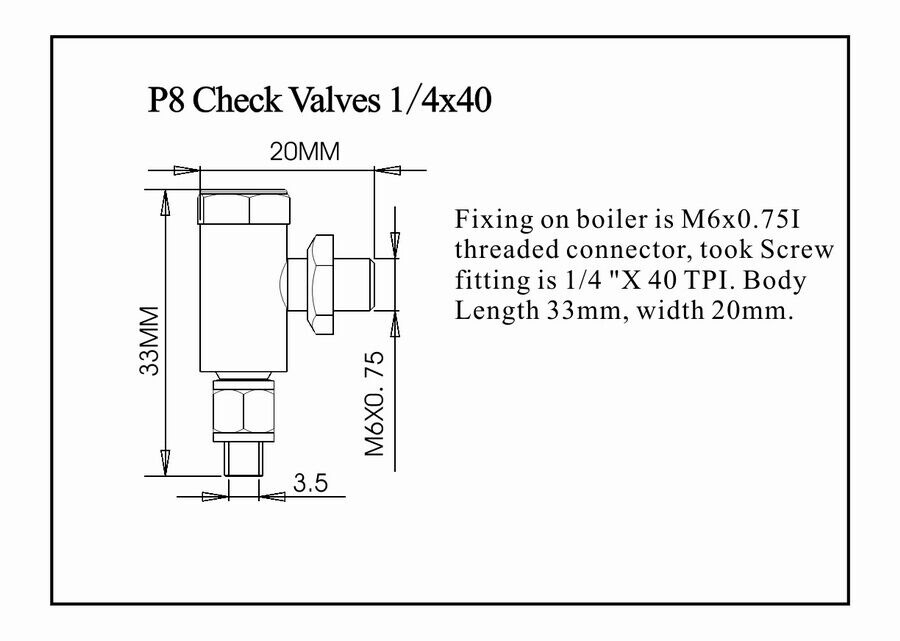 EngineXpert P6B Check Valve Flange Connector for 3mm Pipe - Brass