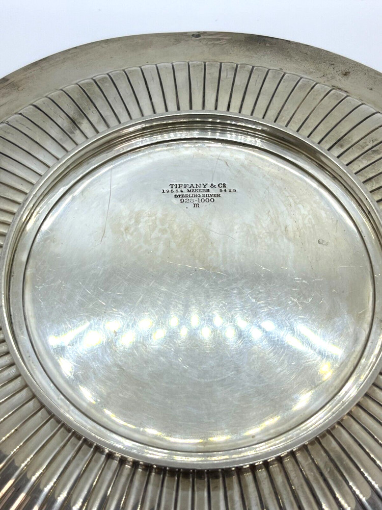 Tiffany & Co. Large Sterling Silver Ribbed Serving Tray