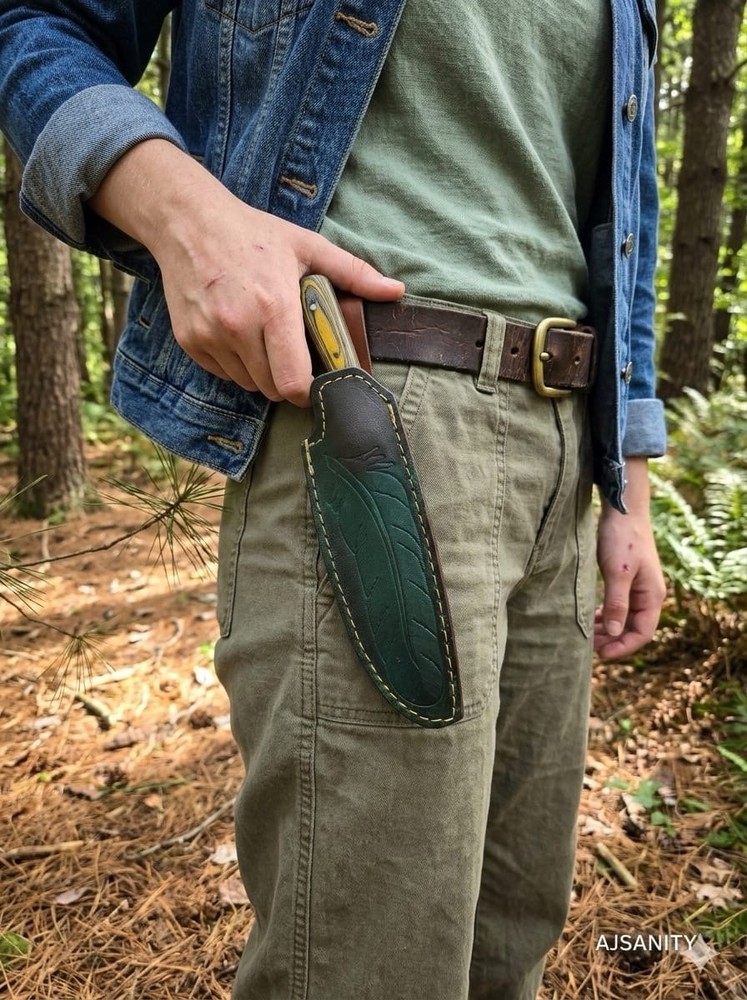 Hand Engraved Leather Sheath For Fixed Blade Knife Case Holster Tactical