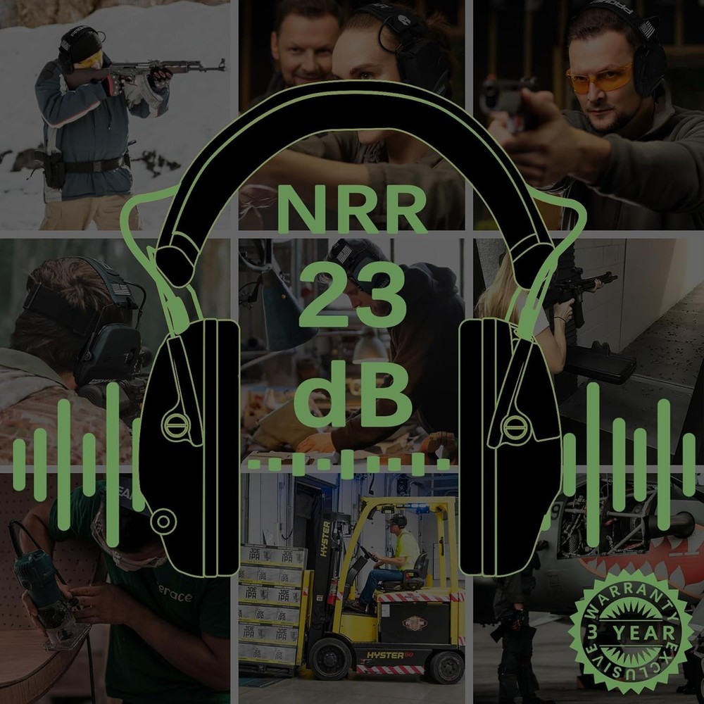 Electronic Ear Protection for Shooting with 4X Sound Amplification, Gun Range...