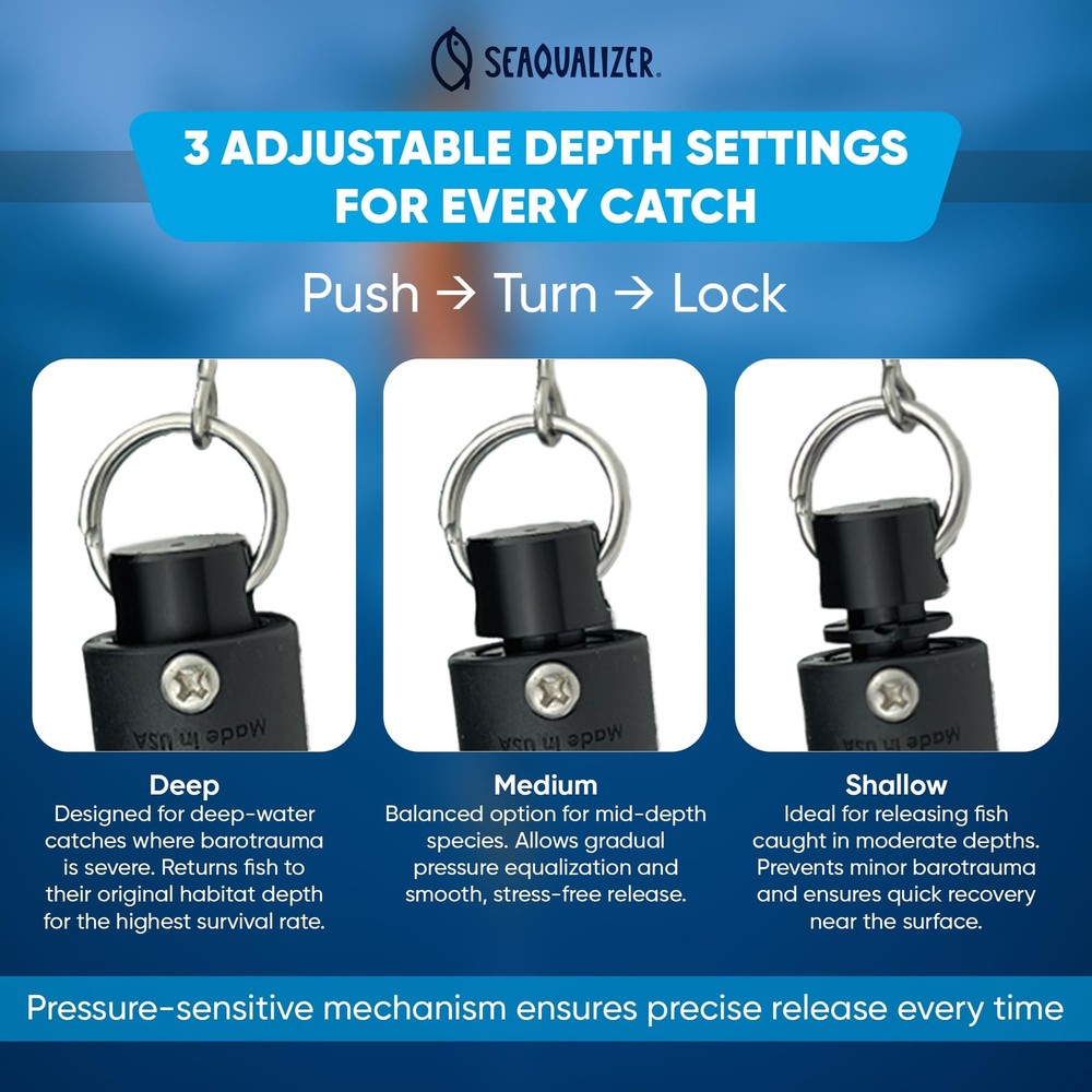 Fish Descending Device – 3 Setting Release Device for Fishing – Non-Invasive ...