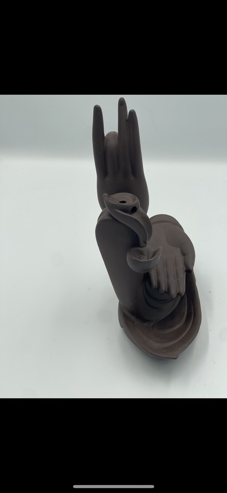 Ceramic Hand Backflow Incense Burner Sculpture 8" Tall Pre-owned