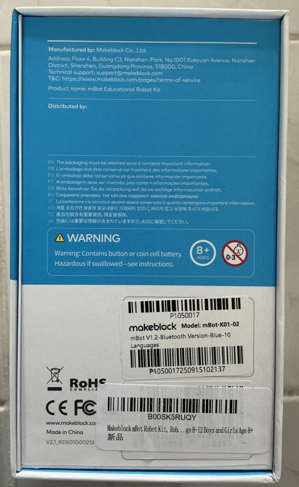 Makeblock mBot STEM Educational Robot Coding Kit Bluetooth Blue Ages 8+ SEALED
