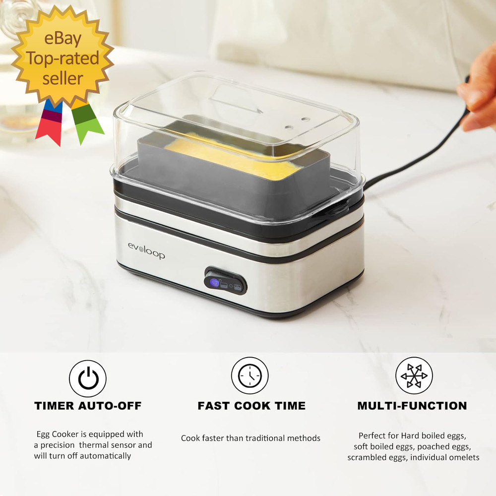 Rapid Egg Cooker Electric 6 Eggs Capacity Soft Medium Hard Boiled