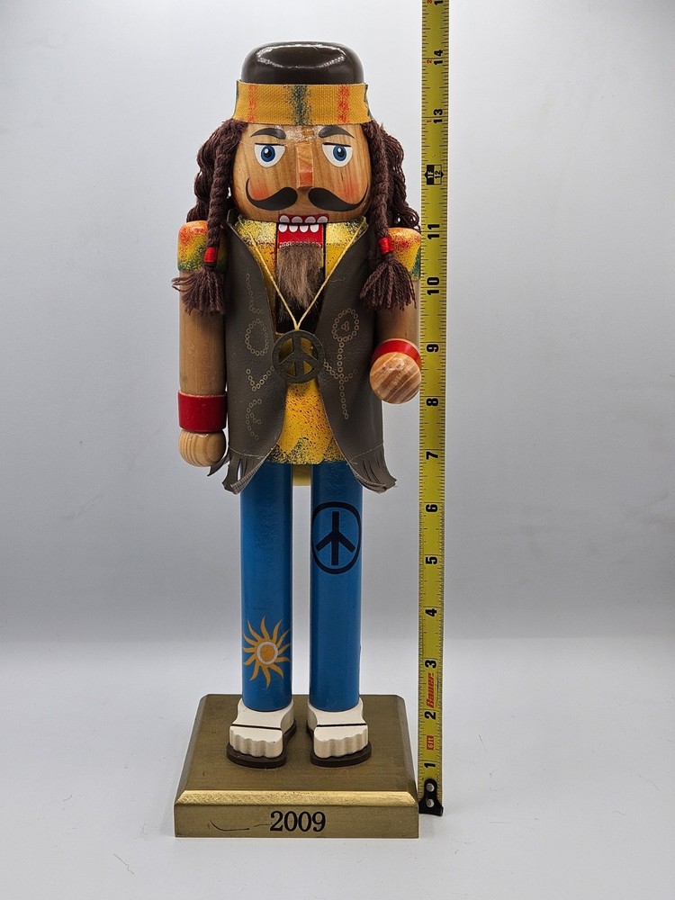 Vintage Decorative Nutcracker Hippie Man Christmas Nutcracker 2009 Target 14 in.