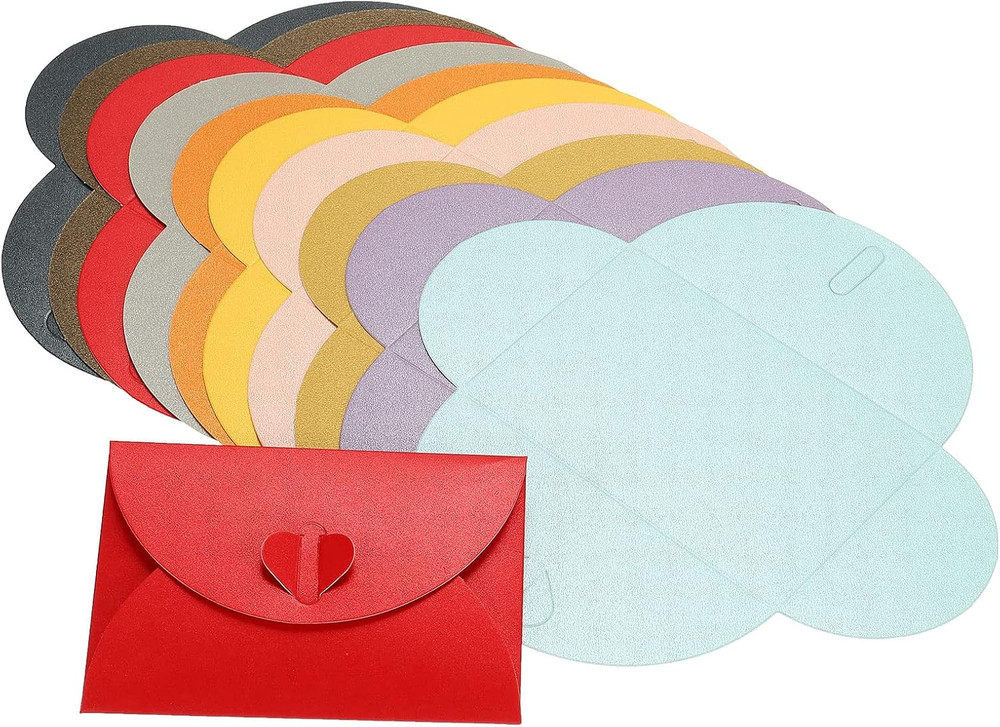 Mini Envelopes, 20 Pack Heart Clasp Tiny Items Storage Cute Present Card Holder