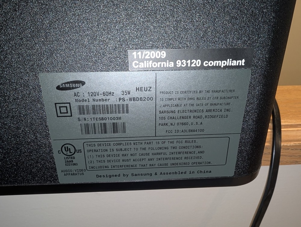 Samsung PS-WBD8200 Sub-Woofer TESTED Wireless 300 Watt
