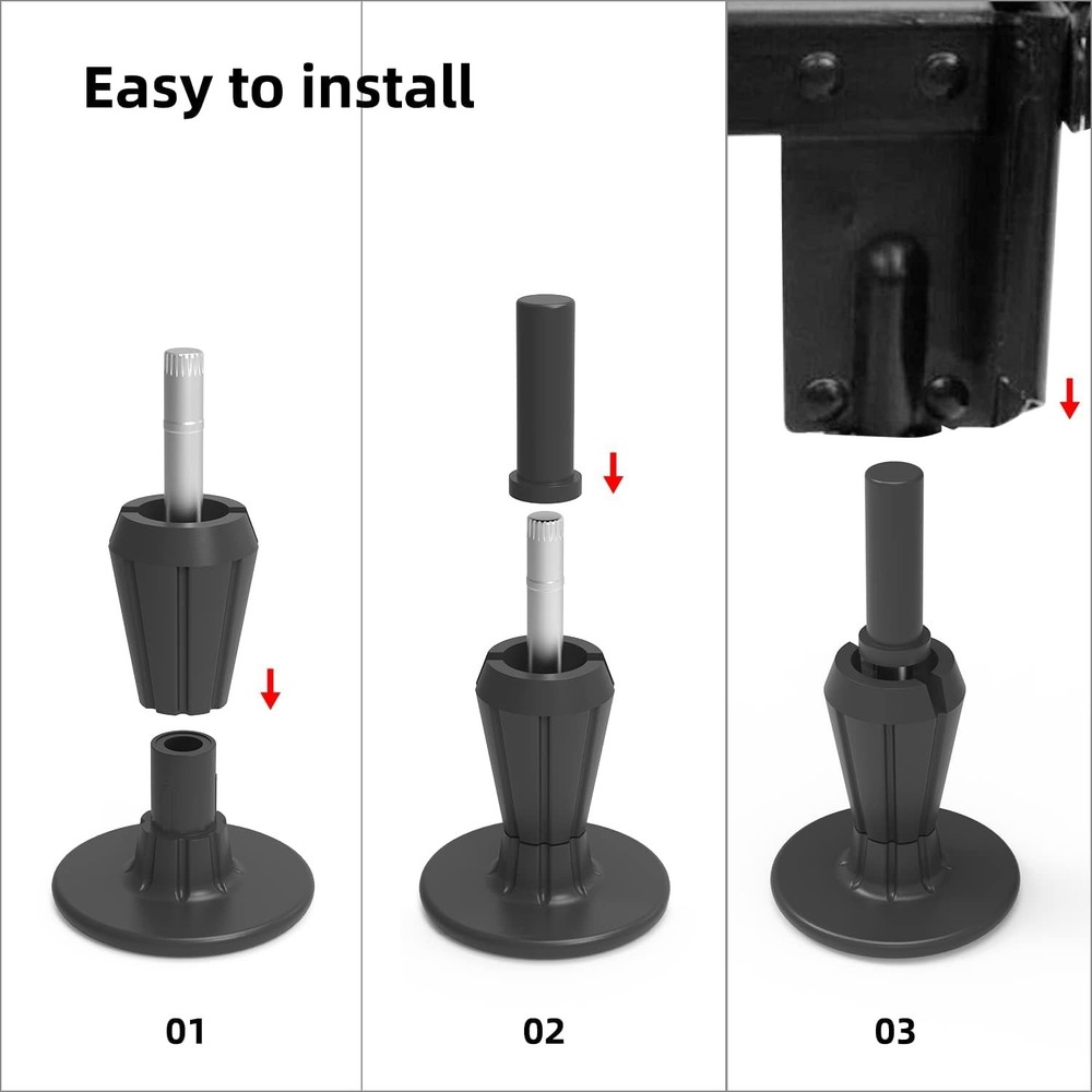 6 Pcs Steel Stem Plastic Bed Frame Feet, Black Bed Frame Legs Replacement
