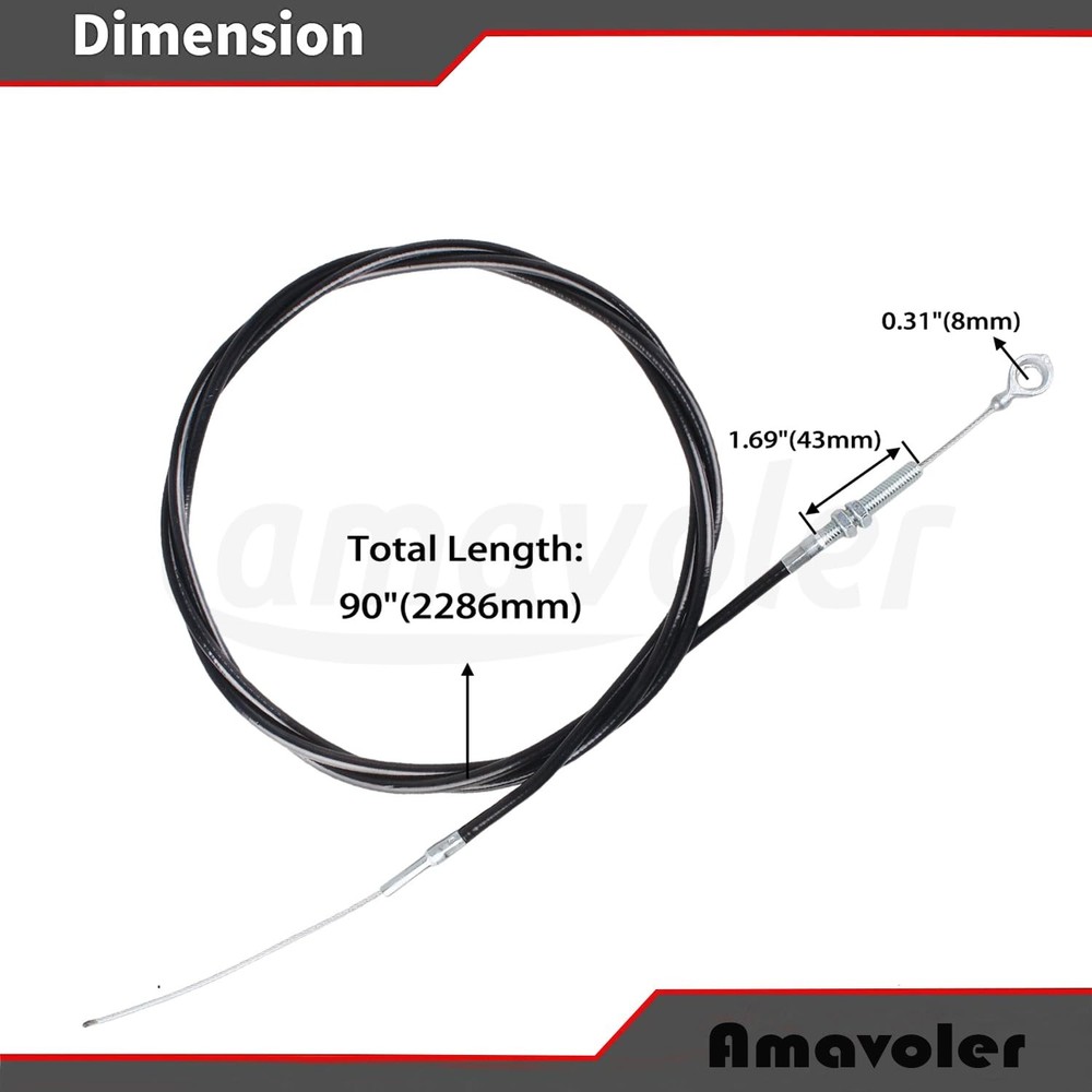 amavoler 90" Long Throttle Cable 8173 with 82" Casing Replacement for Black