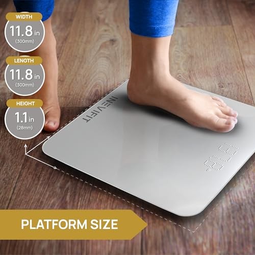 Bathroom Scale, Highly Accurate Digital Bathroom Body Scale, Measures Silver