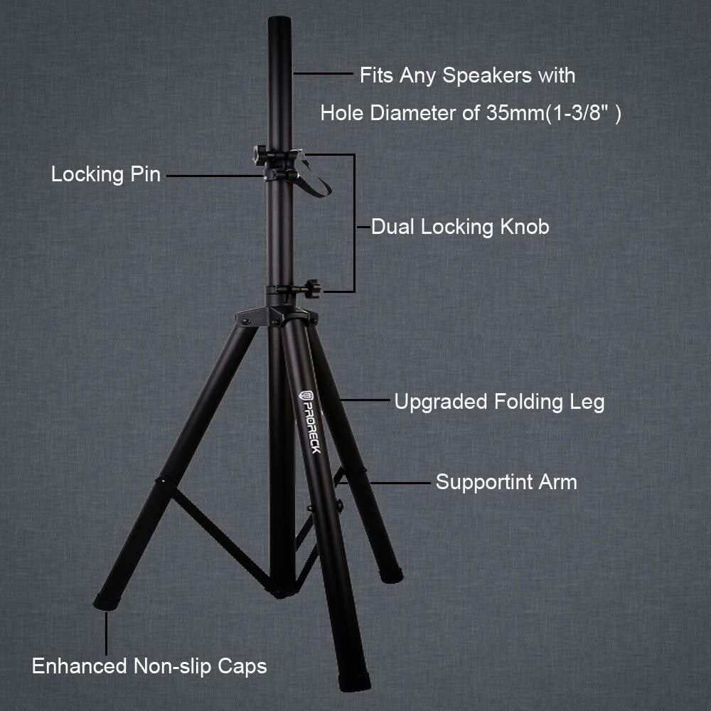PRORECK Tripod Speaker Stands pair for Dj/PA Speaker System Adjustable Height