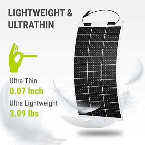 Flexible Solar Panel 100W 12 Volt Monocrystalline Semi-Flexible Bendable