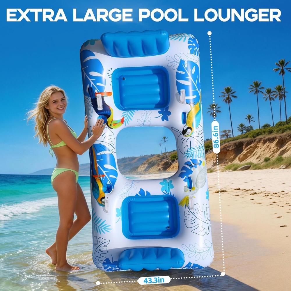 FluSing 2 Person Inflatable Pool Float Adult,87” x 44” Extra Large I