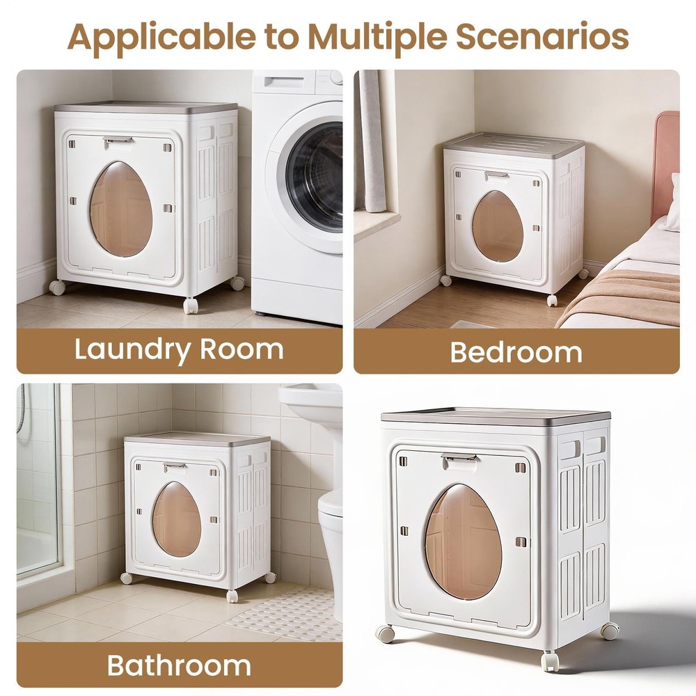 Laundry Basket with Wheels, Laundry Hamper Clothes Hamper, Rolling Laundry Baske