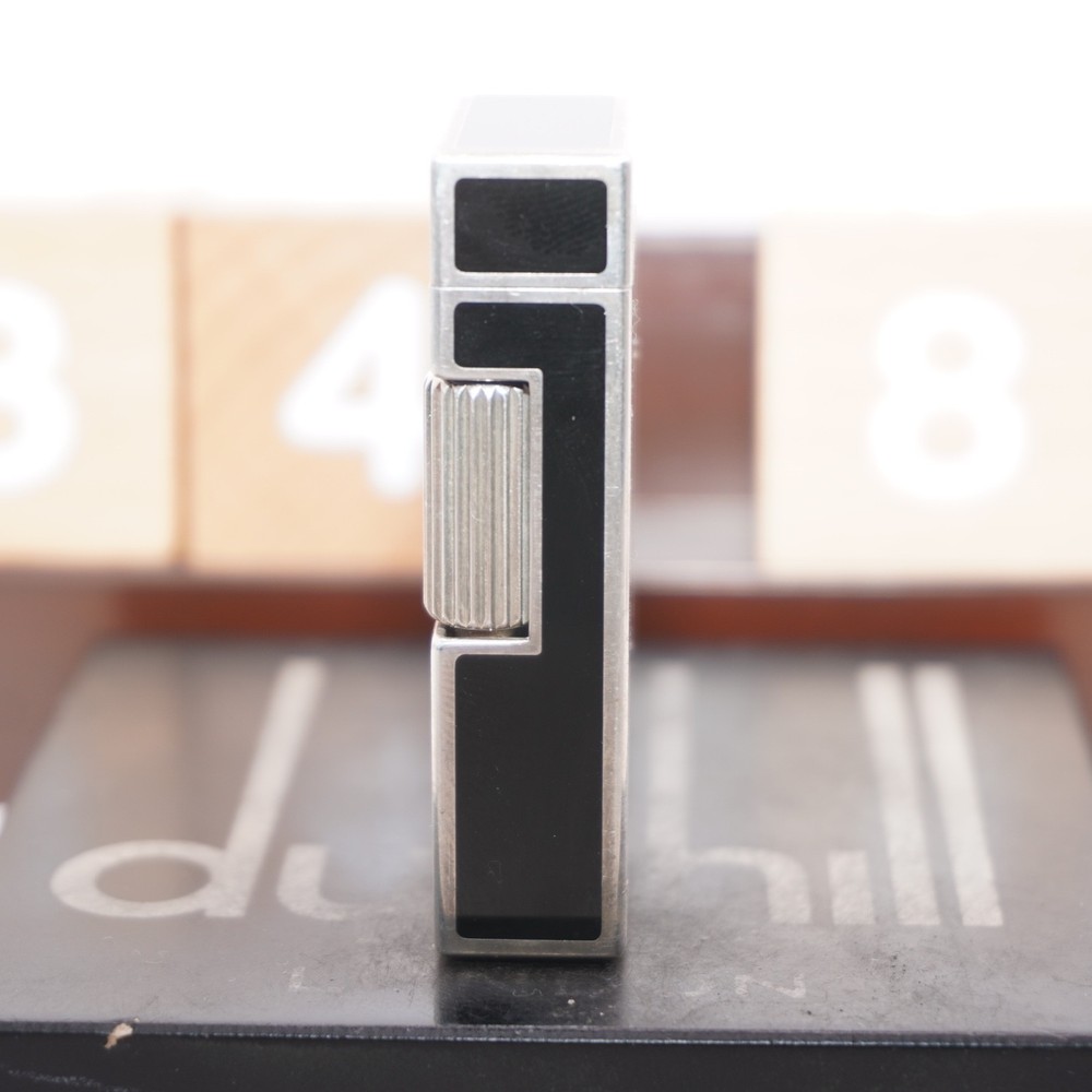 Dunhill Mini Lighter Silver & Black Lacquer_Ultrasonically Cleaned_Working