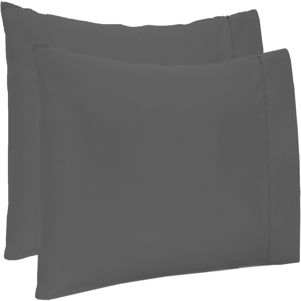 4 PCs Pillow Case Set 1200 TC Egyptian Cotton Gray Solid Queen Size