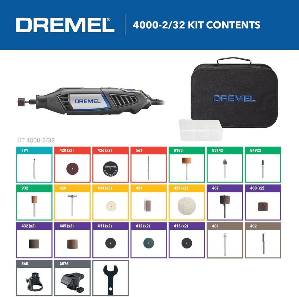 Dremel 4000-2/32 High-Performance Rotary Tool Kit with LED Light Dremel Flex