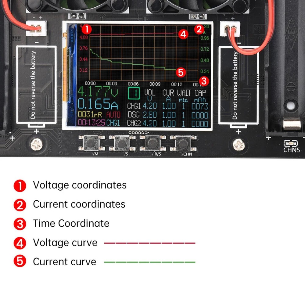 8CH 2.4in LCD Screen Internal Resistance Tester Charging Discharging DC