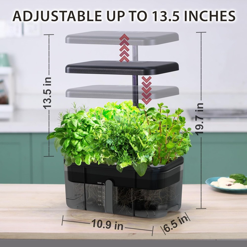 Clay Pebble Hydroponics Growing System Kit – Indoor Herb Garden with Smart LED