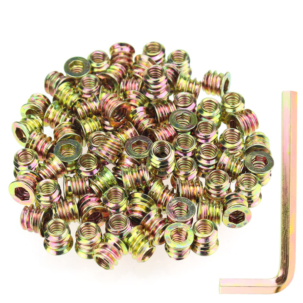 1/4"-20 X 10Mm Threaded Inserts, Nut Inserts, Wood Inserts, Total 101 Pieces