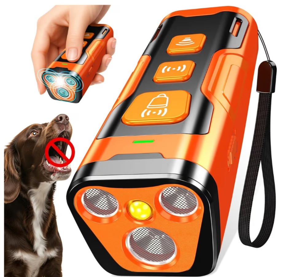 Portable Dog Bark Control Device with LED Flashlight - Compact & Rechargeable