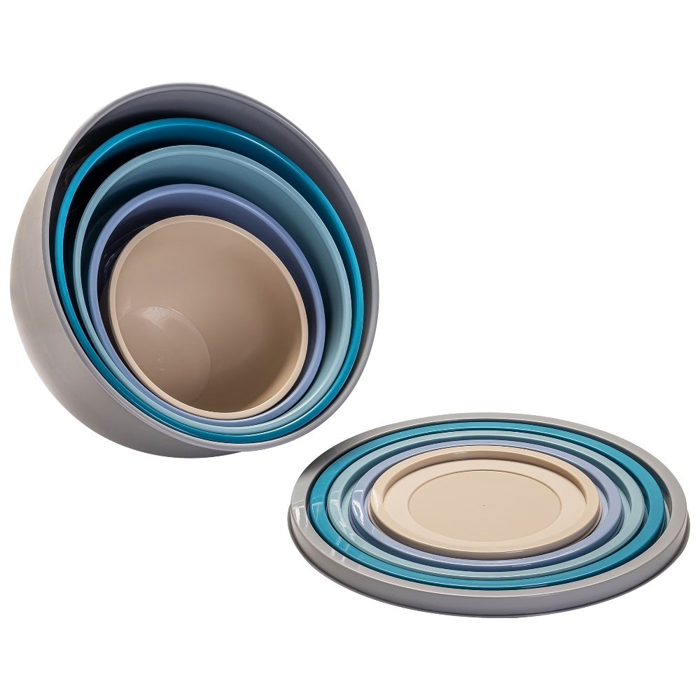 10-Piece Nonslip Nesting Plastic Mixing Bowl Set with Assorted Lids