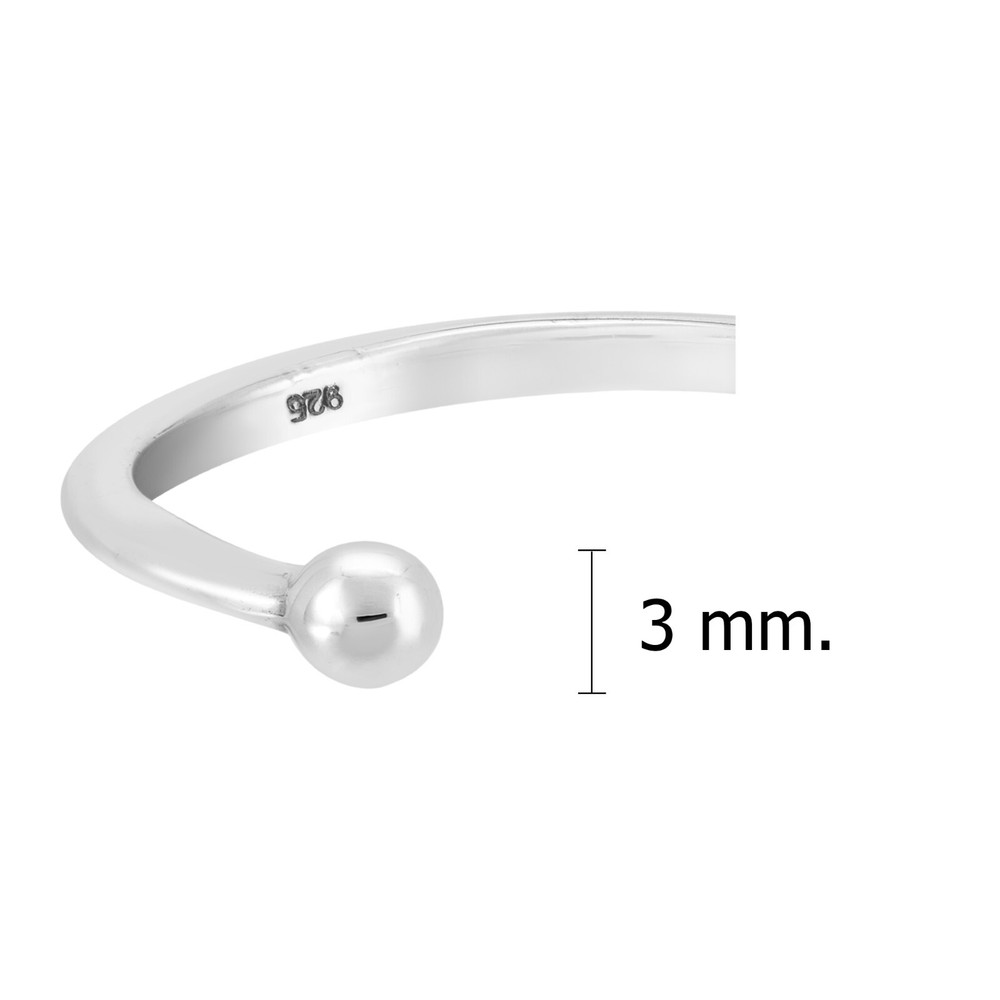 Minimal Mini Sphere Open-Ended Cuff Sterling Silver Wrap Ring-9