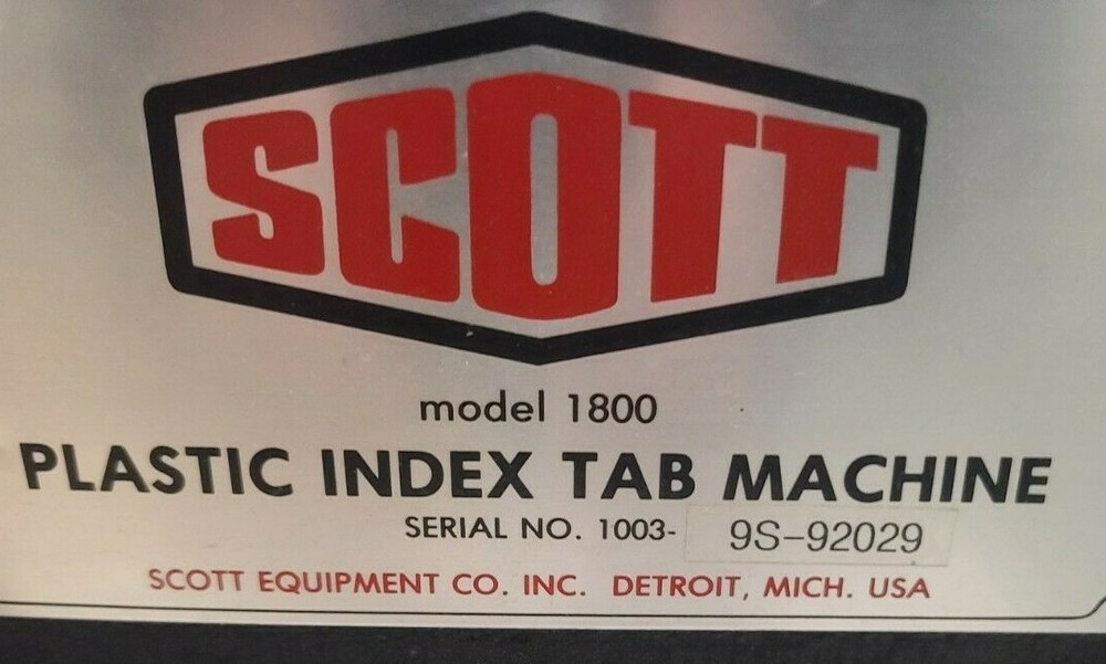 Scott 1800 Mylar Index Tab Machine, Video Link In Description