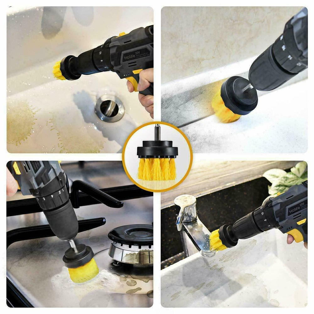 3PCS Drill Brush Power Scrubber Drill Attachments For Carpet Tile Grout Cleaning