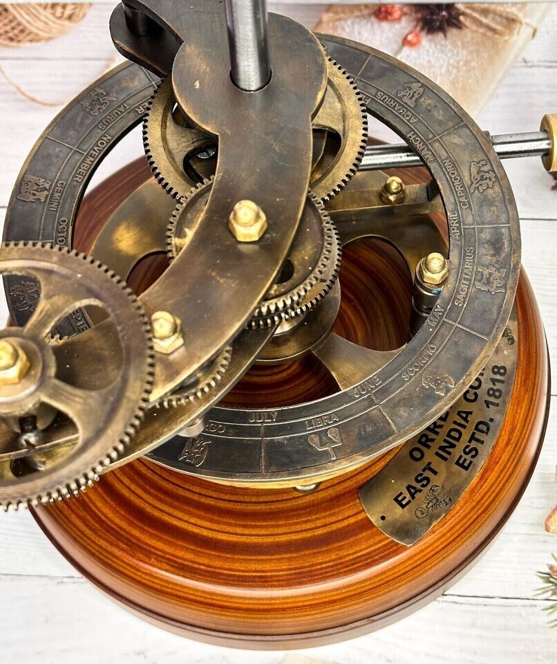 Orrery Earth Rotation Around Sun Brass Handcrafted Functional Solar System