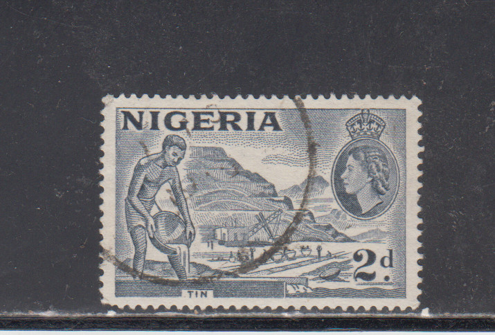 NIGERIA :  1956-57  - USED  - SCOTT #  93b  MINING