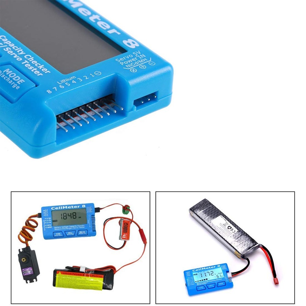 RC CellMeter 8 Digital 1S-8S Battery Capacity Checker Battery Voltage Tester ...