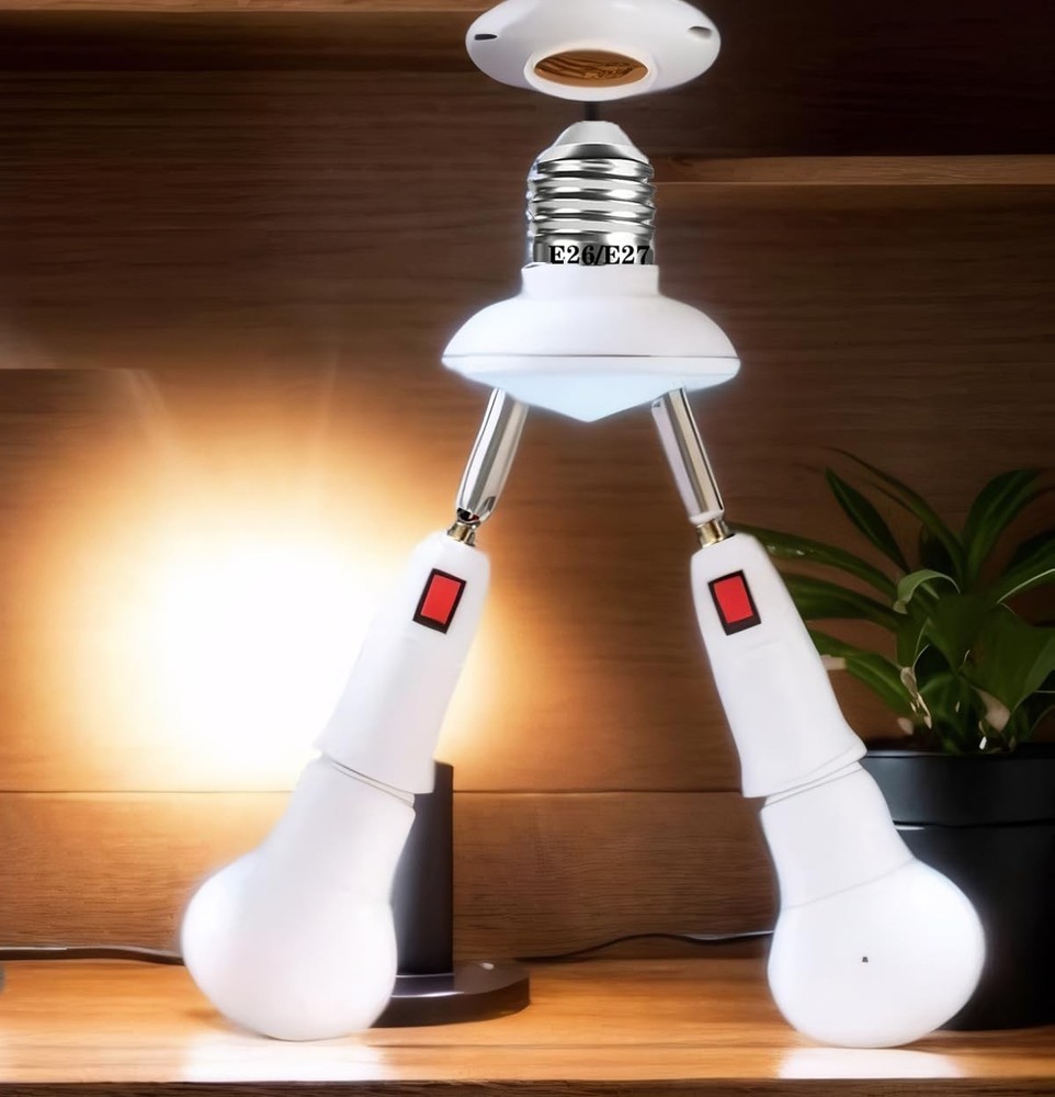 CLWHJ 360 Degrees Adjustable 2 in 1 E26/E27 Splitter Socket Adapter. White