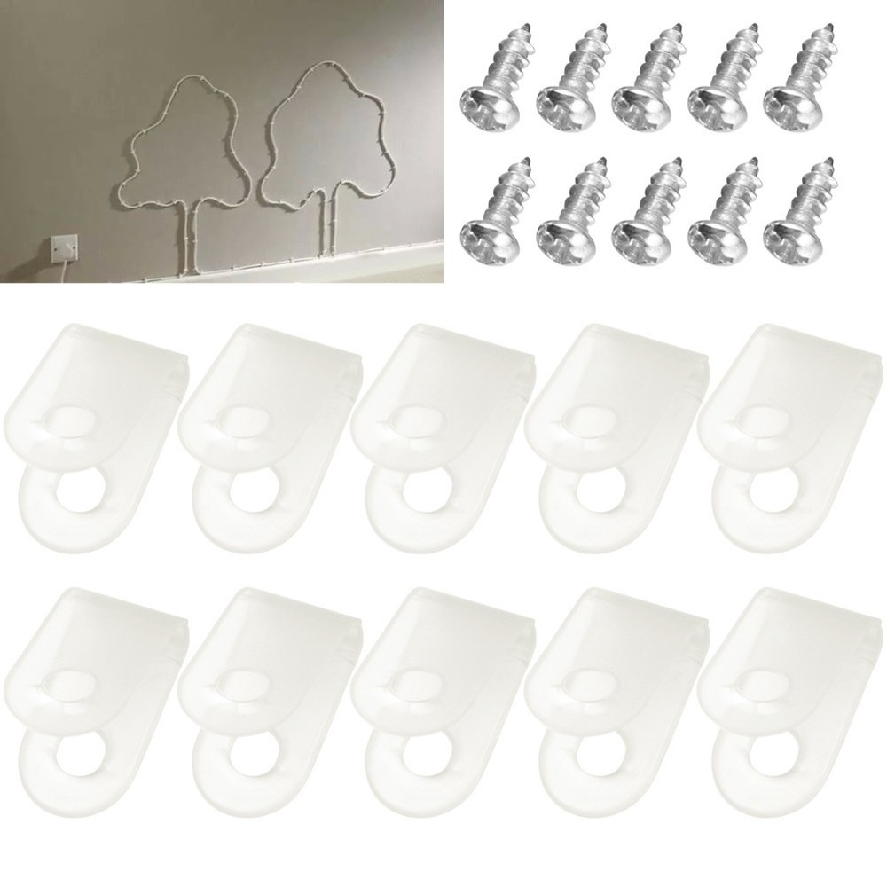 100 Pcs Wire Cable Clamp Nylon Plastic R-type Clips Arrangement of