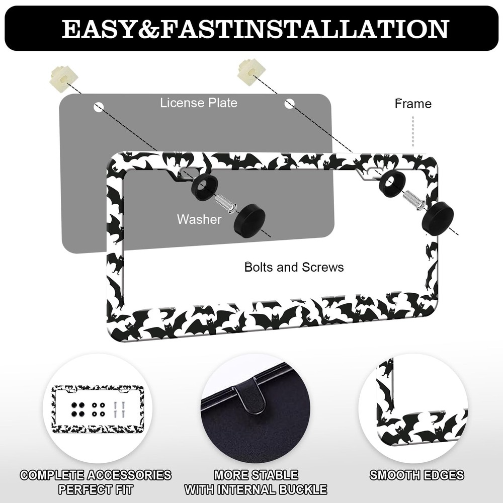 Gothic License Plate Frames 2Pack RustProof Aluminum Car Tag Holders