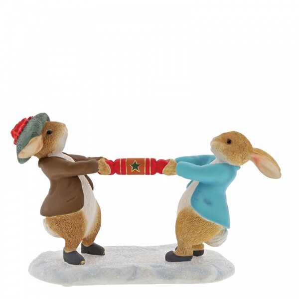 Beatrix Potter Christmas Peter Rabbit and Benjamin Pulling a Cracker A30180