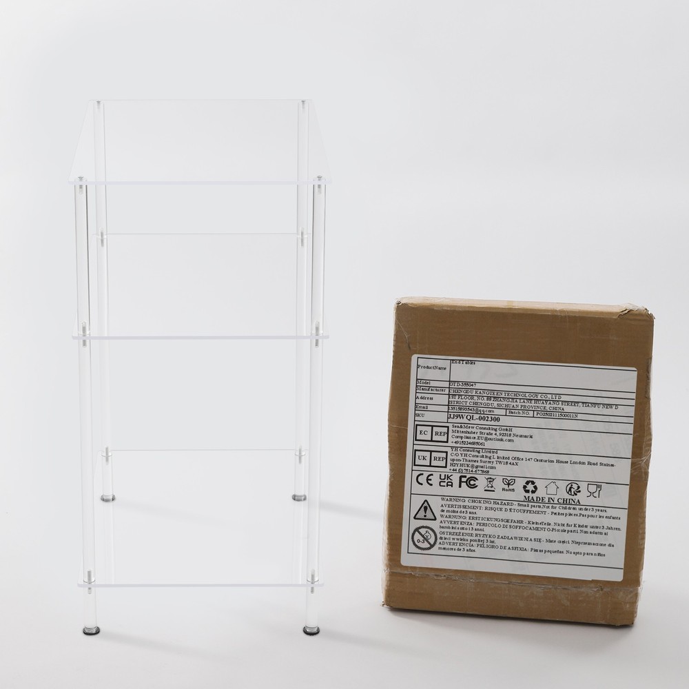 3 Tiers Acrylic Side Table Small End Table Modern Nightstand With Rubber Pads