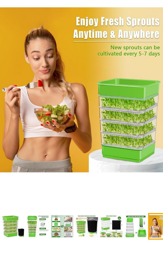 UQM2 Sprouts Growing Kit 2 Available 4 Tier Stackable New Box & Blackout Cover