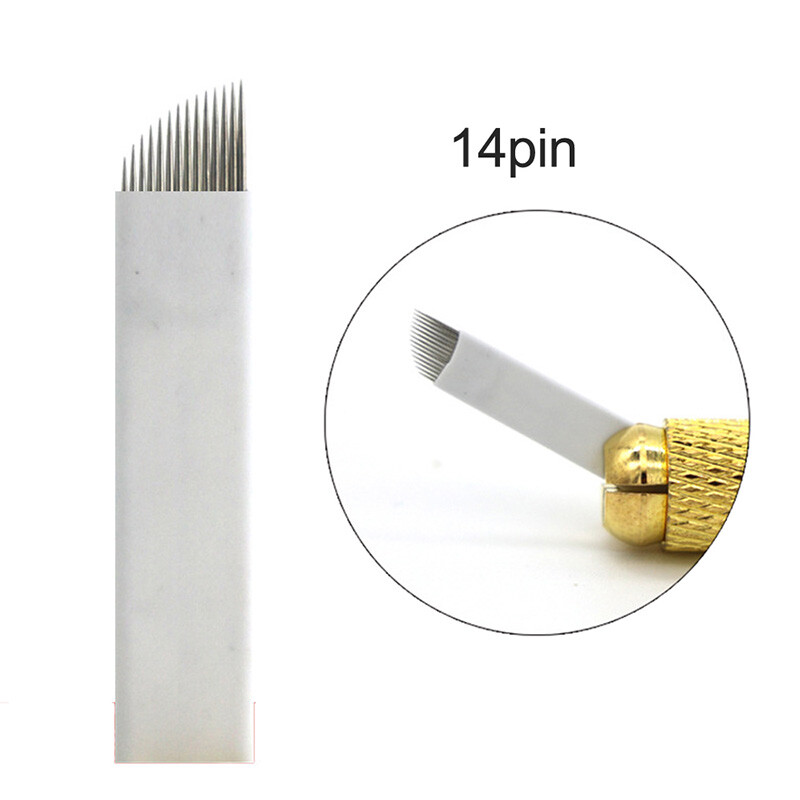 14F Pin Tattoo Needles Microblading Permanent Makeup Needle Manual Eyebrow Blade