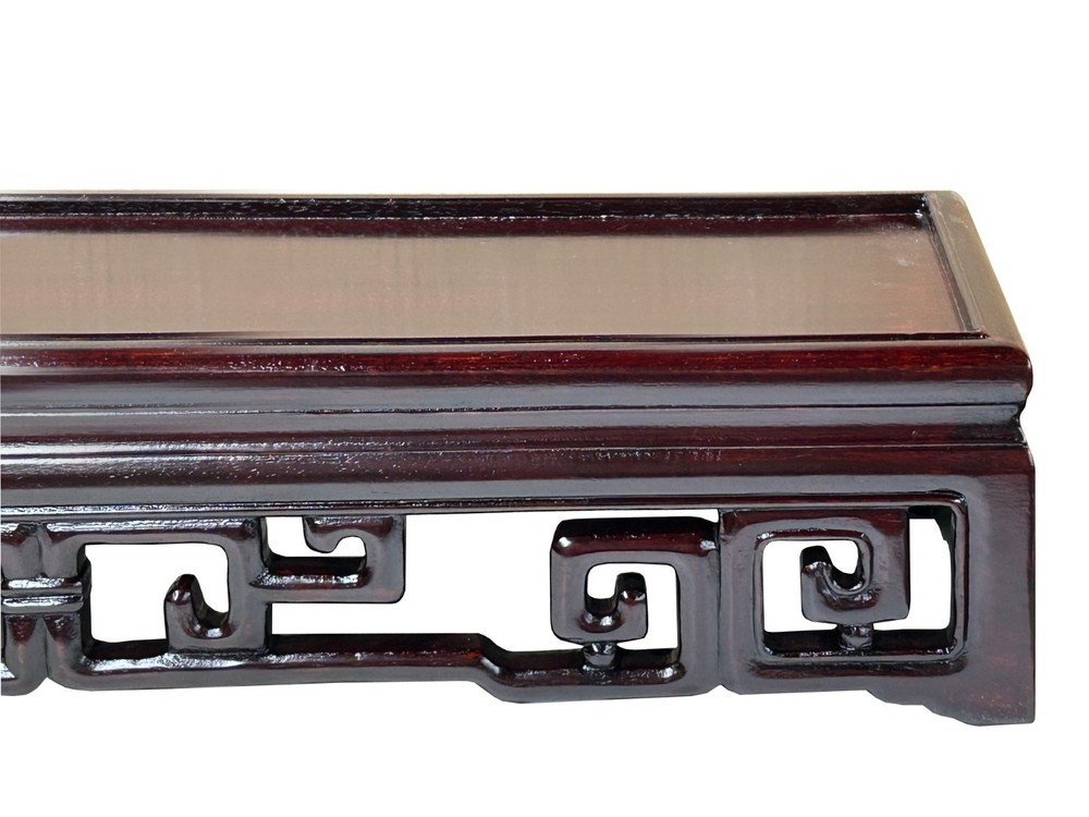 Dark Brown Stained Oriental Geometric Rectangular Display Table Stand GB246