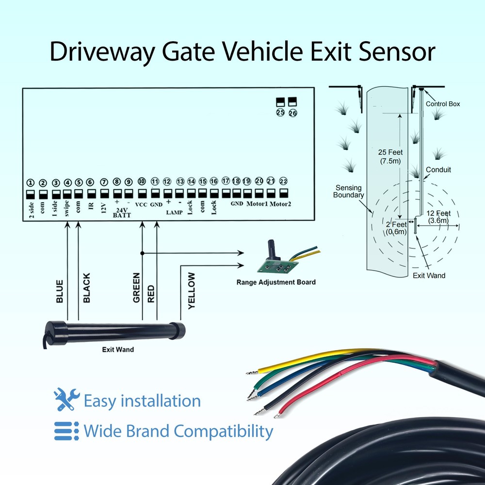Vehicle Exit Sensor Kit For Mighty Mule Lift Master Driveway Door Opening System