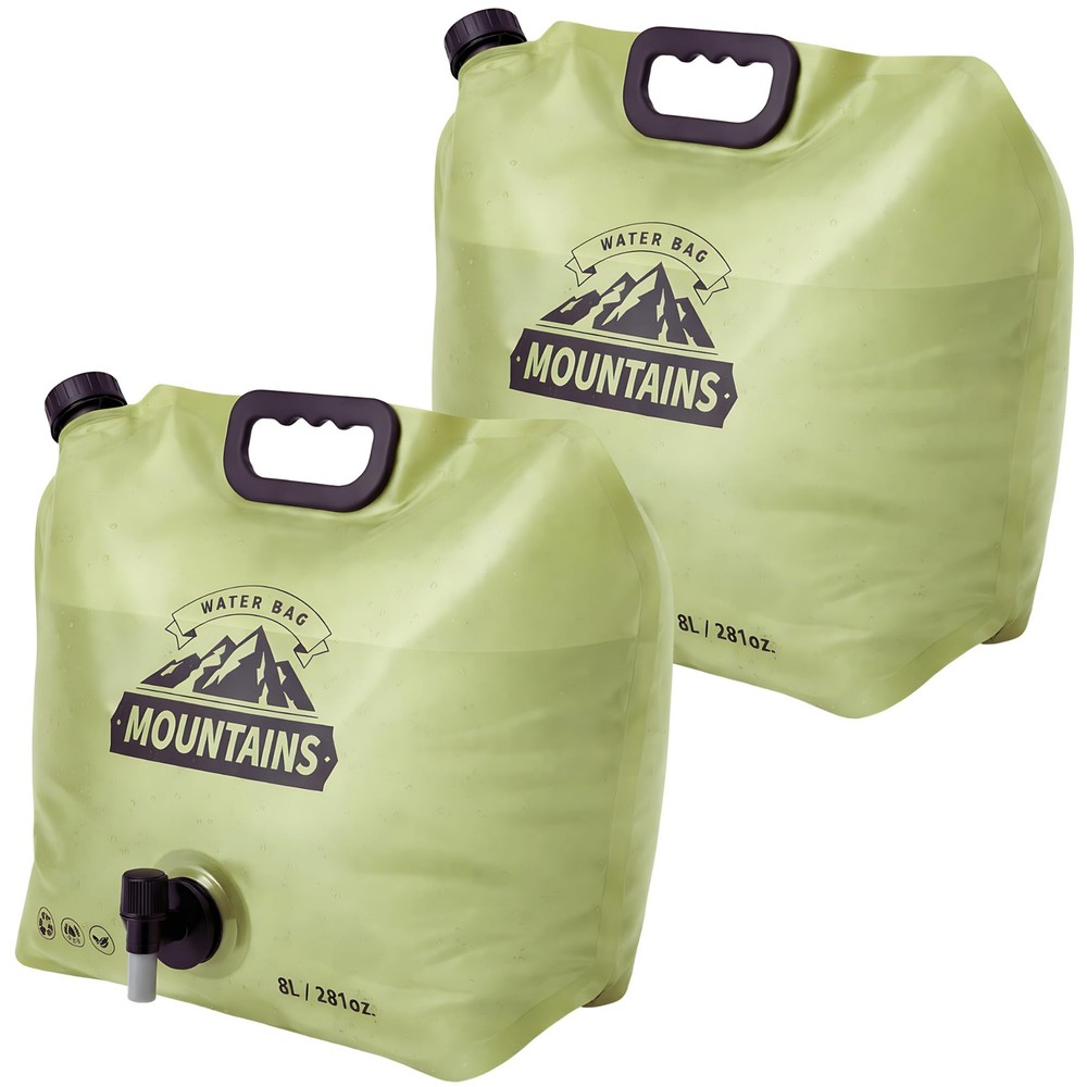 CoreMuse Camping Water Container 2 Gallon 270.5 Ounces, 2 Pack Green