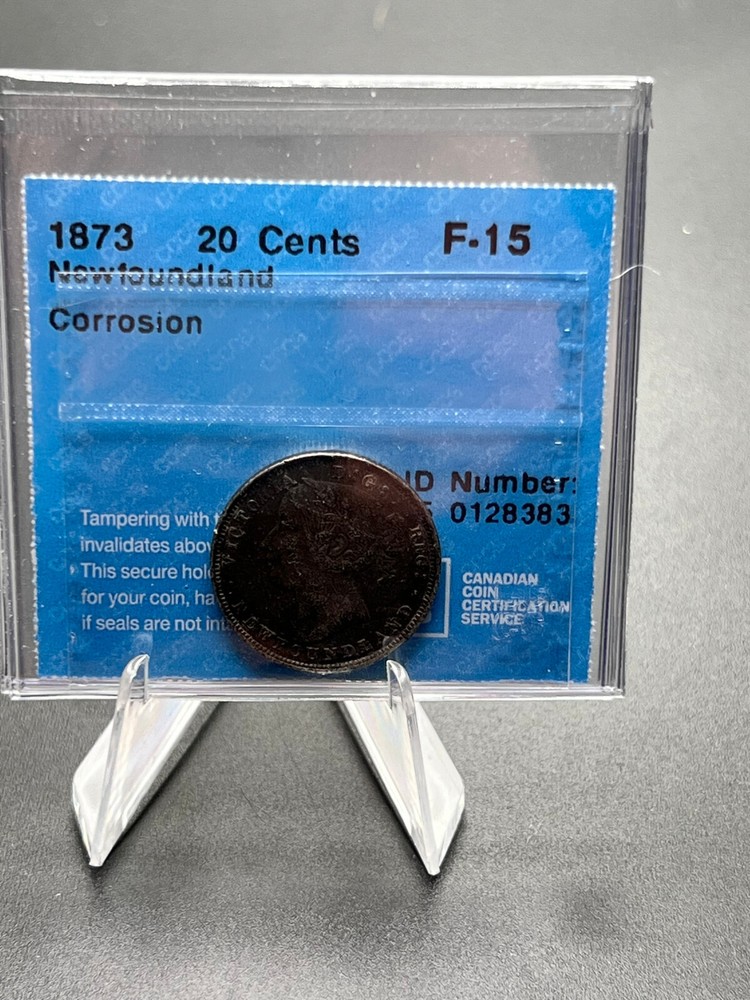 1873 NFLD 20 Cent CCCS Graded F-15