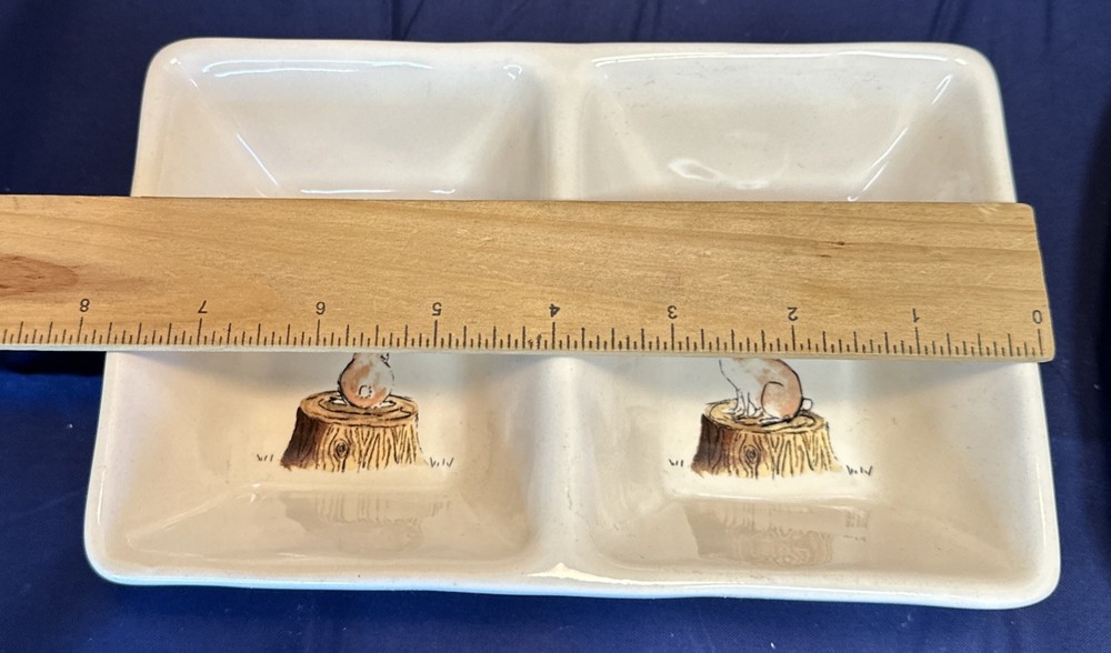 Rae Dunn Easter Hip Hop Easter Bunny Split Dish & Small Platter Magenta