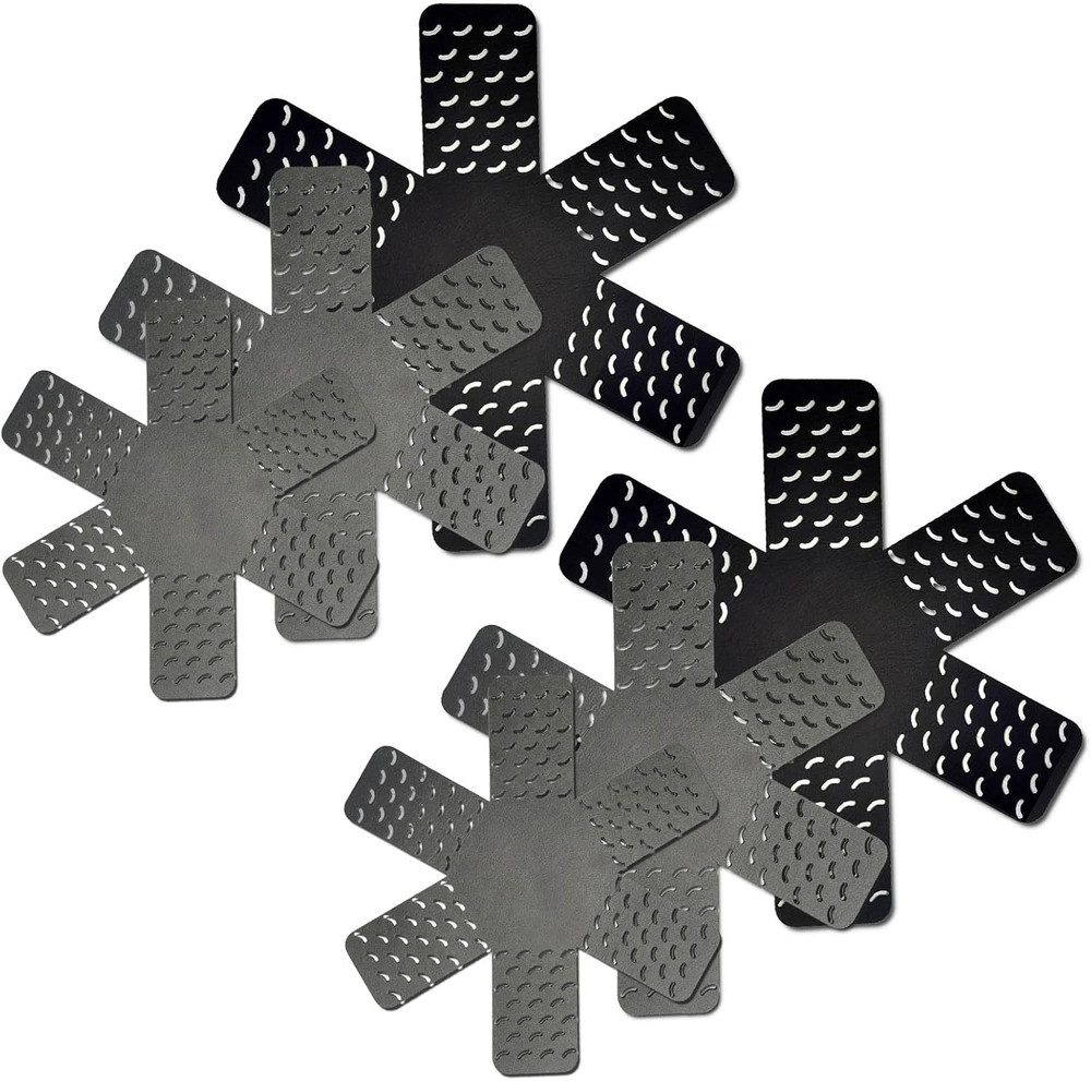 Premium 6-Piece Pot and Pan Protectors for Cookware Stacking - Black & Grey