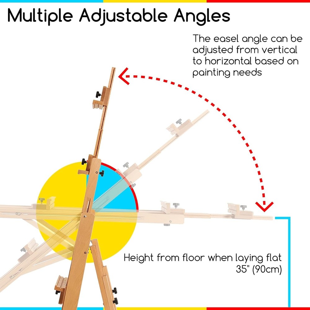 Multifunctional H-shaped easel - Adjustable beech wood easel